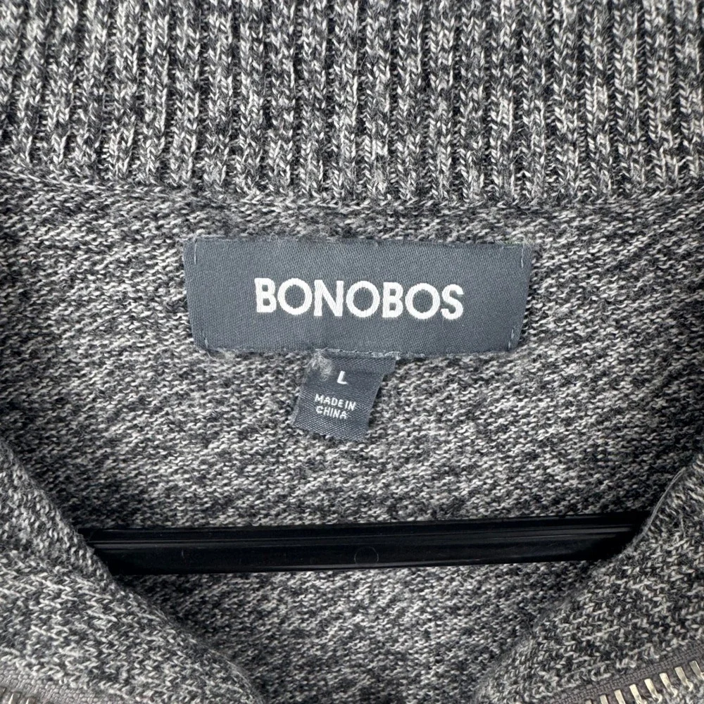 Bonobos Mens Charcoal Gray‎ Cotton Cashmere Quarter Zip Sweater Large RN128054